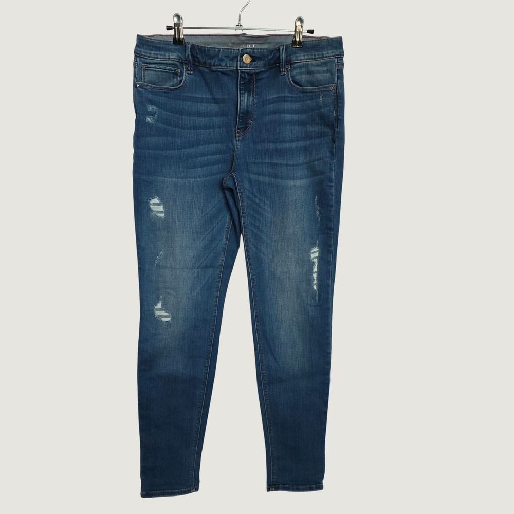White House Black Market The Skinny Mid Jeans Women 10 Blue Excellent Distressed